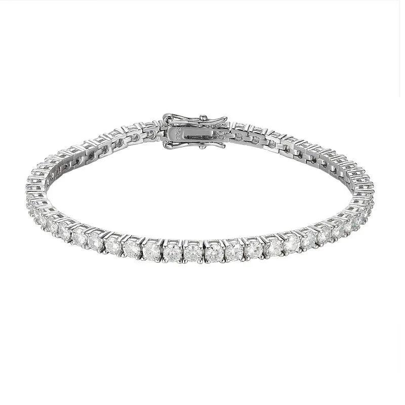 KNOBSPIN sterling silver tennis bracelet with moissanite stones for daily elegance, occasion wear, and gifting.
