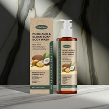 Collagen Kojic Acid Body Wash bottle for skin brightening, body cleansing, and softening shower routines.