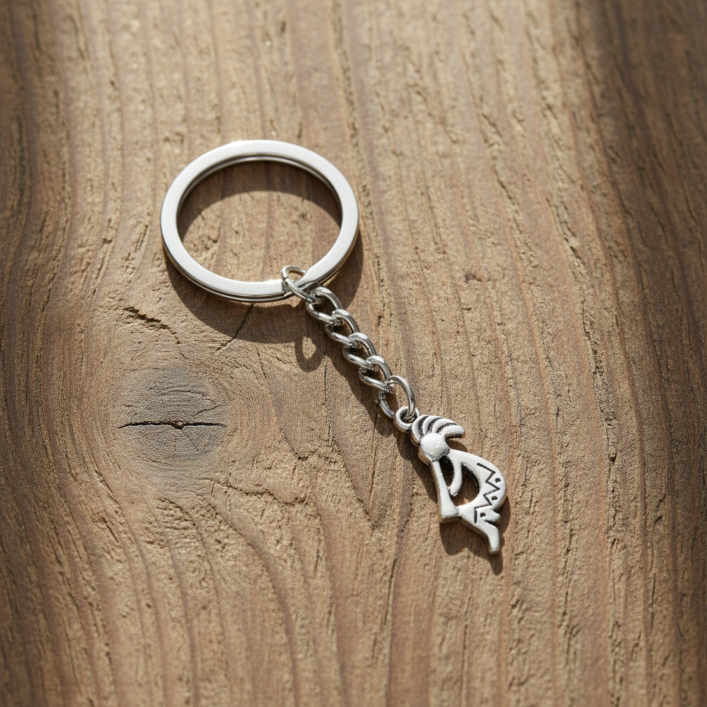 Kokopelli Keychain with metal emblem