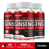 Korean Red Panax Ginseng capsules bottle for daily herbal support, wellness maintenance, and supplement routines.