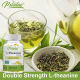 L-Theanine 200mg vegan capsules supplement bottle for stress support, mental calm, and everyday supplement use.