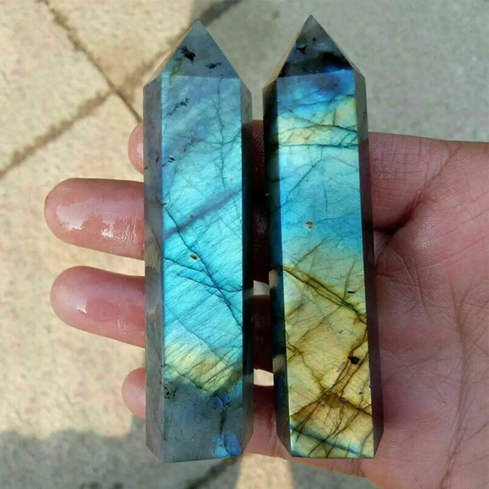 Natural Labradorite Crystal Healing Wand iridescent labradorite wand for spiritual healing and transformation work.
