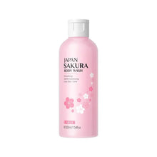 LAIKOU Sakura Shower Gel 200ml pink bottle on white background for niacinamide brightening body care.