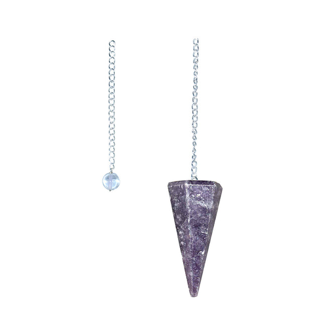 Lapidolite 6-sided faceted pendulum on a 9-inch chain for dowsing