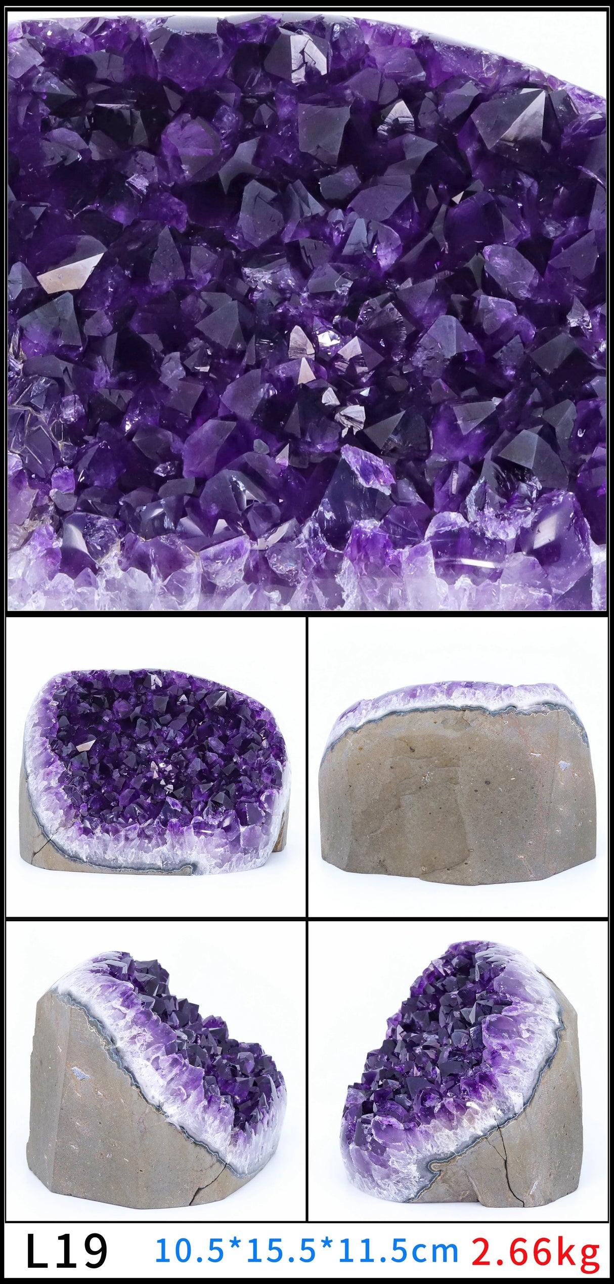 Large Amethyst Geode Crystal Cluster for meditation, home décor, and crystal collecting.