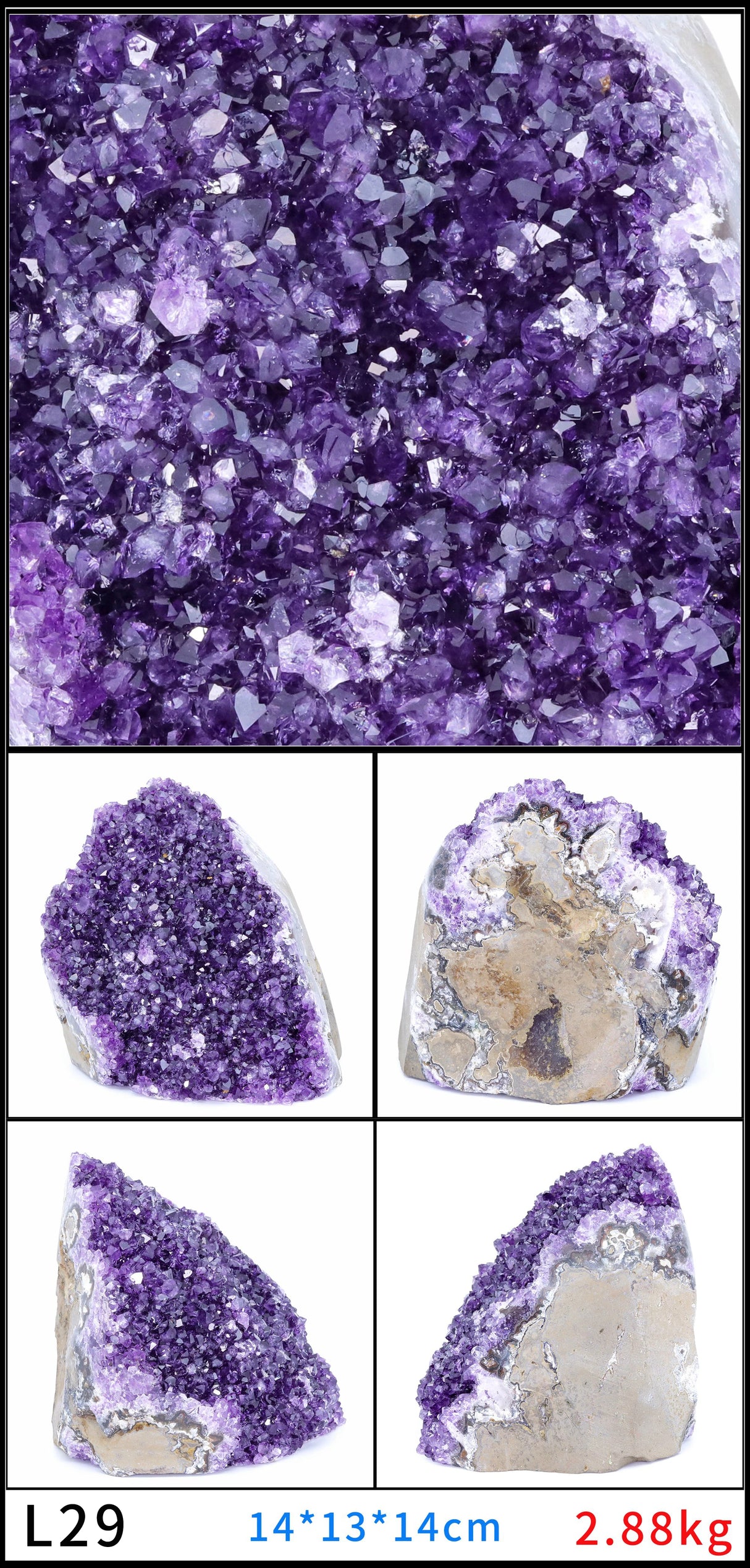 Large Amethyst Geode Crystal Cluster for meditation, home décor, and crystal collecting.