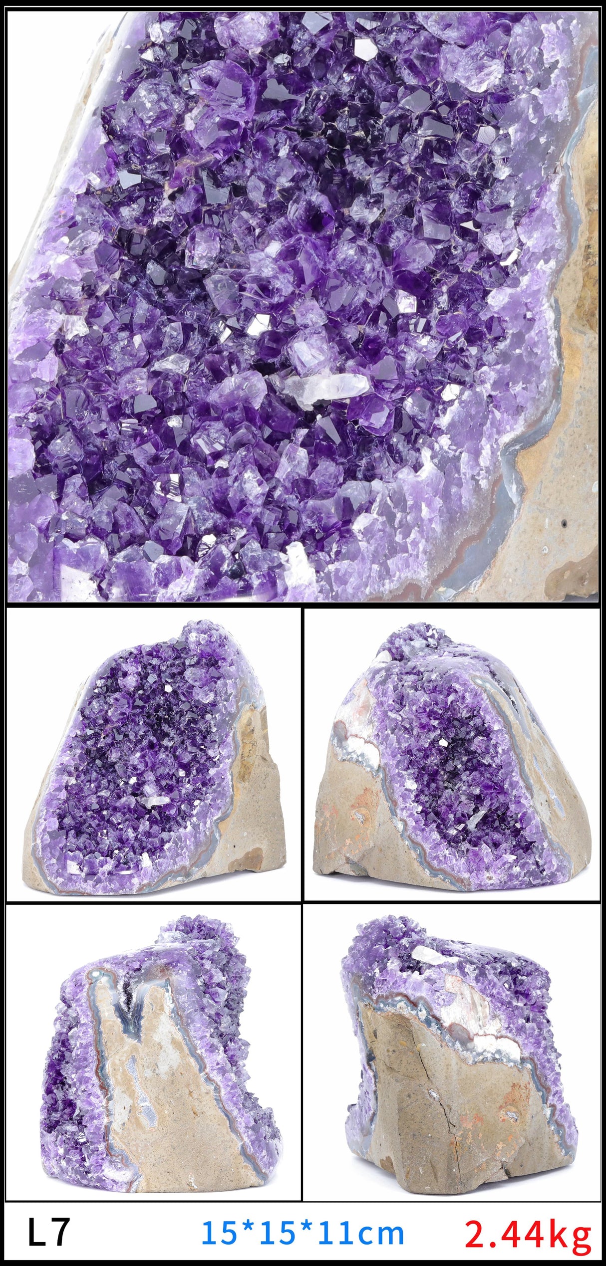 Large Amethyst Geode Crystal Cluster for meditation, home décor, and crystal collecting.