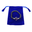 Lava and amethyst pyramid bracelet with velvet bag