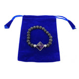 Lava and amethyst pyramid bracelet with velvet bag