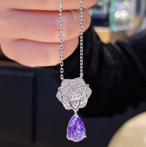 Lavender teardrop pearl pendant in 925 sterling silver for elegant everyday wear, gifting, and special occasions.