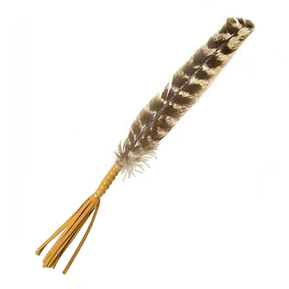 Leather wrapped smudging feather