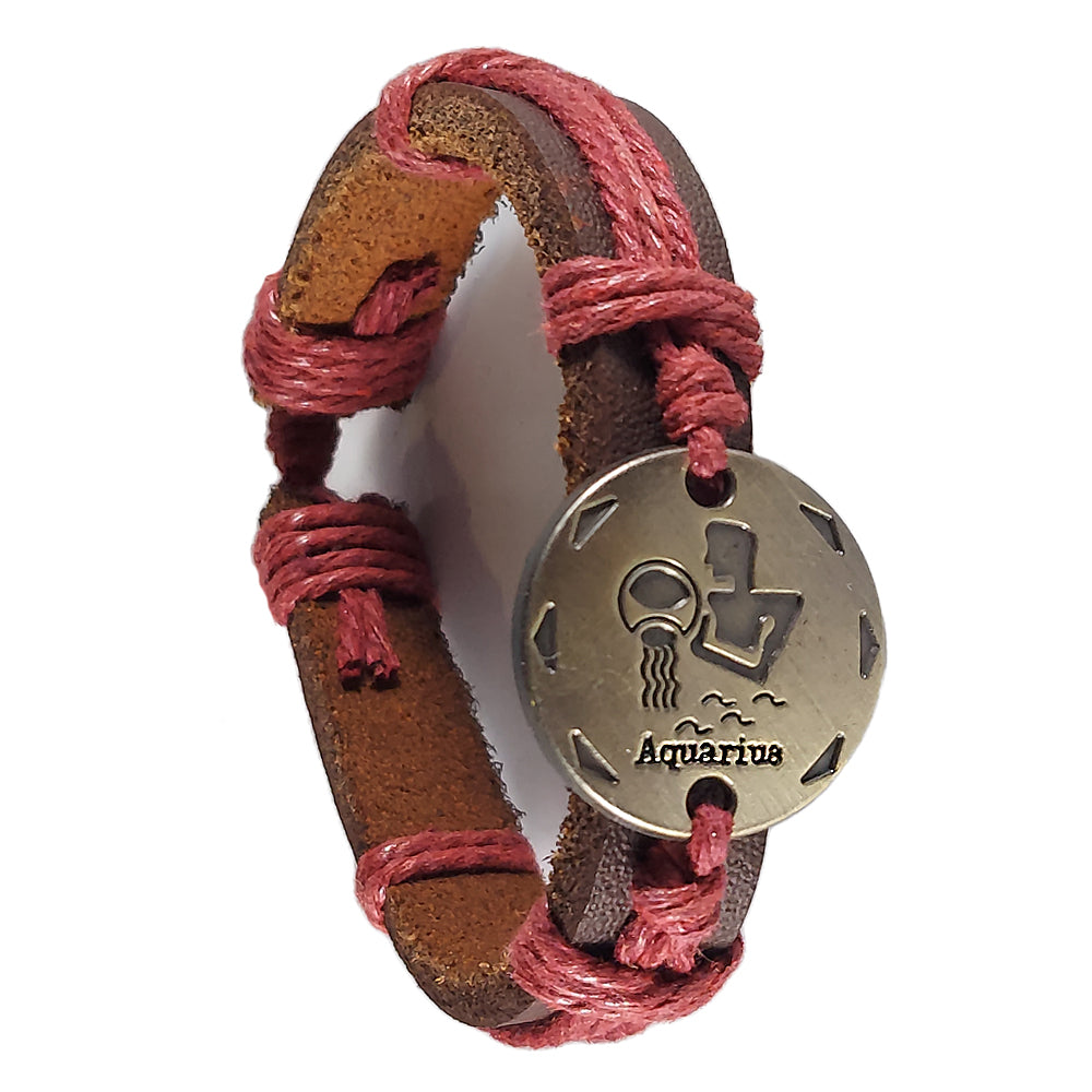 Leather zodiac bracelet - Aquarius