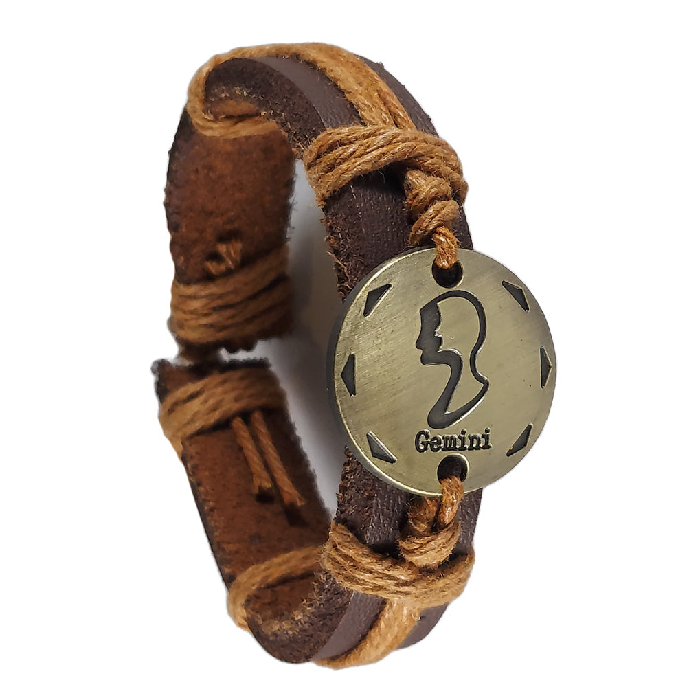 Leather zodiac bracelet - Gemini