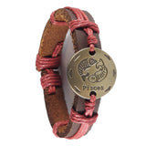 Leather zodiac bracelet - Pisces