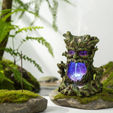 LED Tree Cave backflow incense burner with waterfall effect for aromatherapy, calming décor, and spiritual practice.