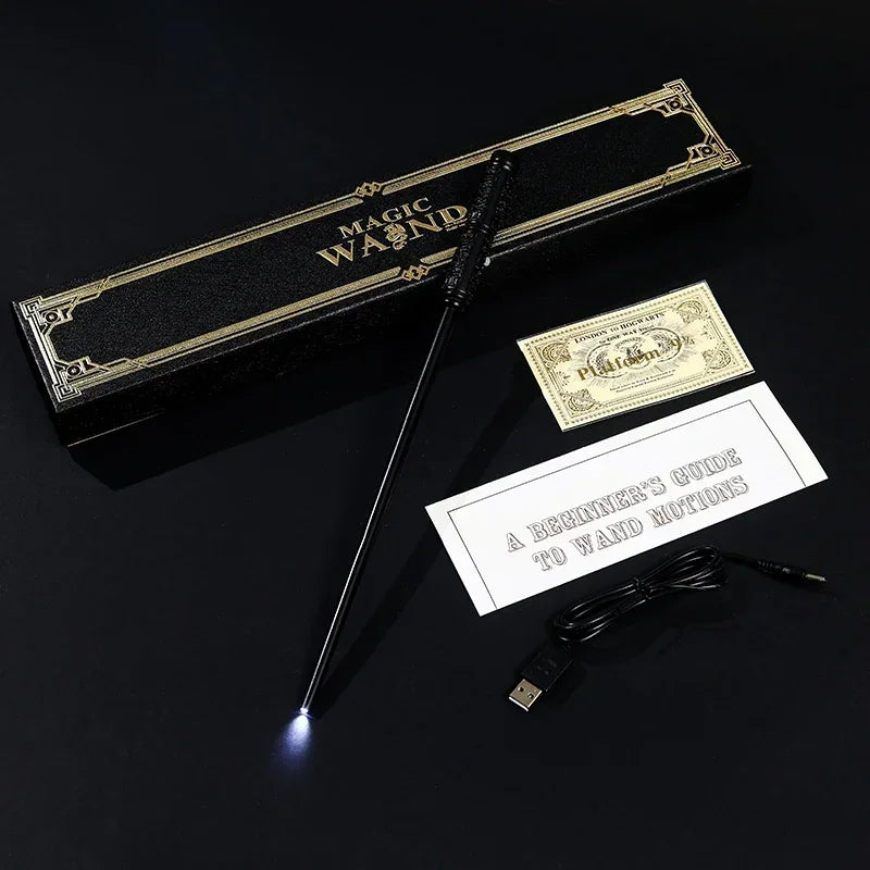 Rechargeable LED magic wand prop wand for theatrical performances, cosplay accessories, and fantasy roleplay.