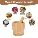 Leeseph Bamboo Mortar & Pestle Set bamboo herb grinder set for mashing garlic, herbs, and spice blends for meal preparation.