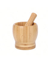 Leeseph Bamboo Mortar & Pestle Set bamboo bowl and pestle for hand grinding spices, herbs, and fresh kitchen ingredients.