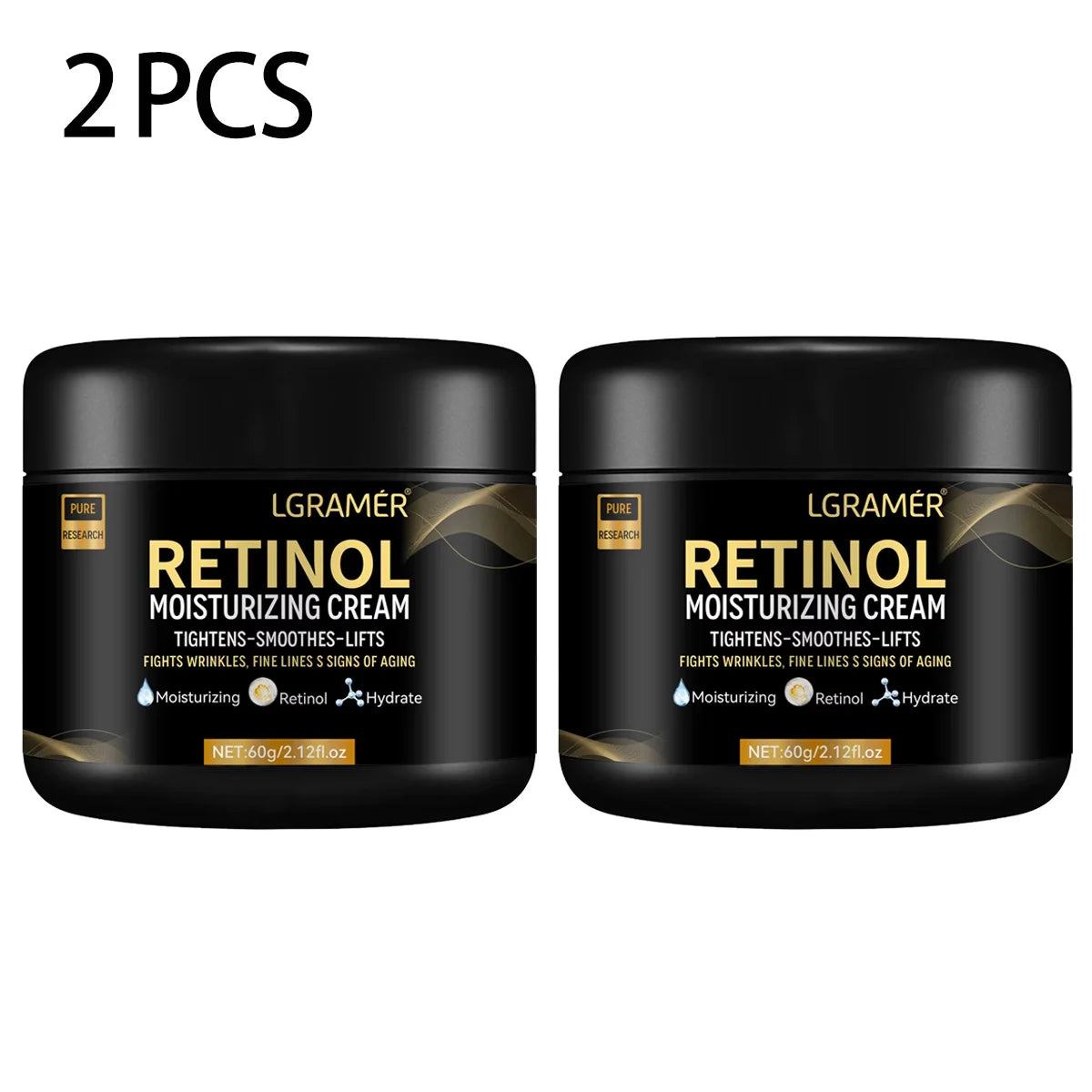 LGRAMER Men's Retinol Moisturizer available in two jar sizes for daily anti-aging and hydrating men's skincare.