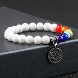 Life Tree 7 Chakra stone healing bracelet for spiritual balance, Reiki sessions, and mindful everyday use.