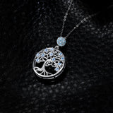 Life Tree gemstone pendant in silver with blue spinel for elegant wear, spiritual jewelry styling, and special occasion gifting.