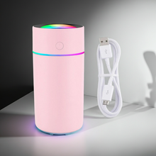 Lightweight and portable air humidifier device for adding moisture to dry air and everyday room comfort.