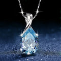 LiHong Angel Tears blue crystal pendant necklace for everyday wear, gifting, and elegant fashion styling.