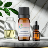 Lime essential oil bottle for aromatherapy sessions, diffuser use, and energizing scent blends.