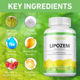 Lipozem dietary supplement capsules bottle for healthy weight support, metabolism balance, and routine supplement use.