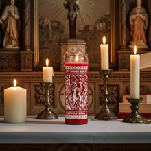Lonely Soul 7 day red candle in tall glass for ritual use, altar prayer, and spiritual practice.