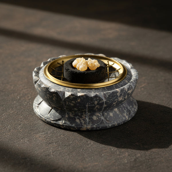 Lotus carved charcoal screen burner top view