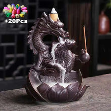 Lotus Dragon Ceramic Backflow Incense Burner ceramic incense burner for soothing fragrance, meditation decor, and tranquil indoor use.