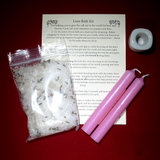 Love bath kit with candles and herbs