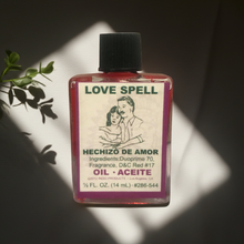 Love Spell Wish Oil spiritual oil bottle for love drawing, romance rituals, and heartfelt intention work.