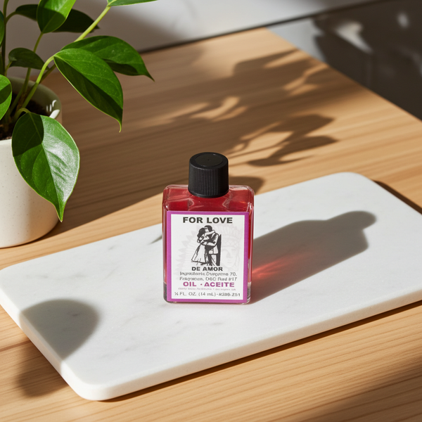 Love Wish Oil bottle of spiritual anointing oil for love intention setting, attraction rituals, and prayer use.