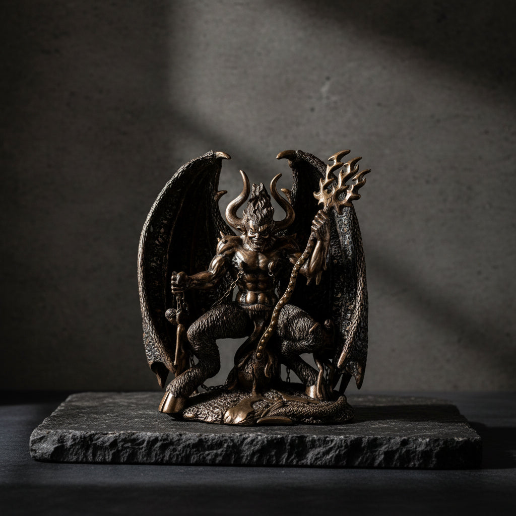 Lucifer statue front view