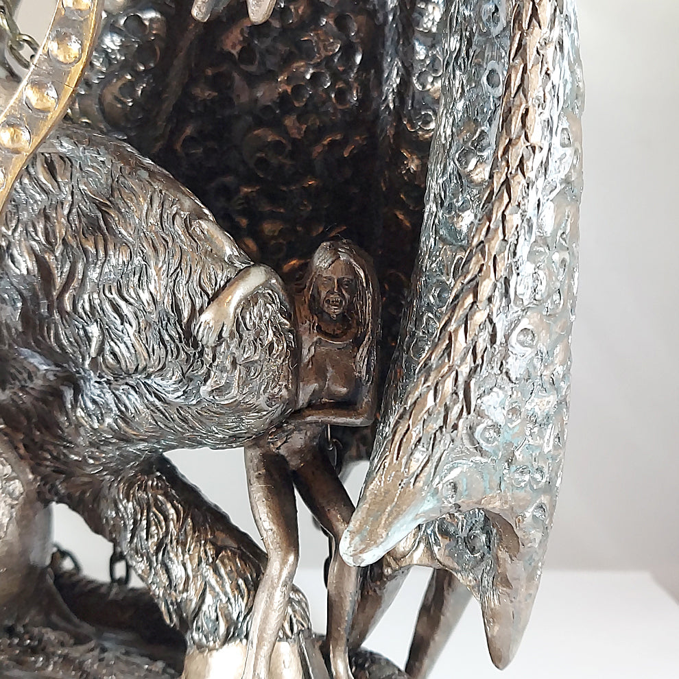 Lucifer statue detail view