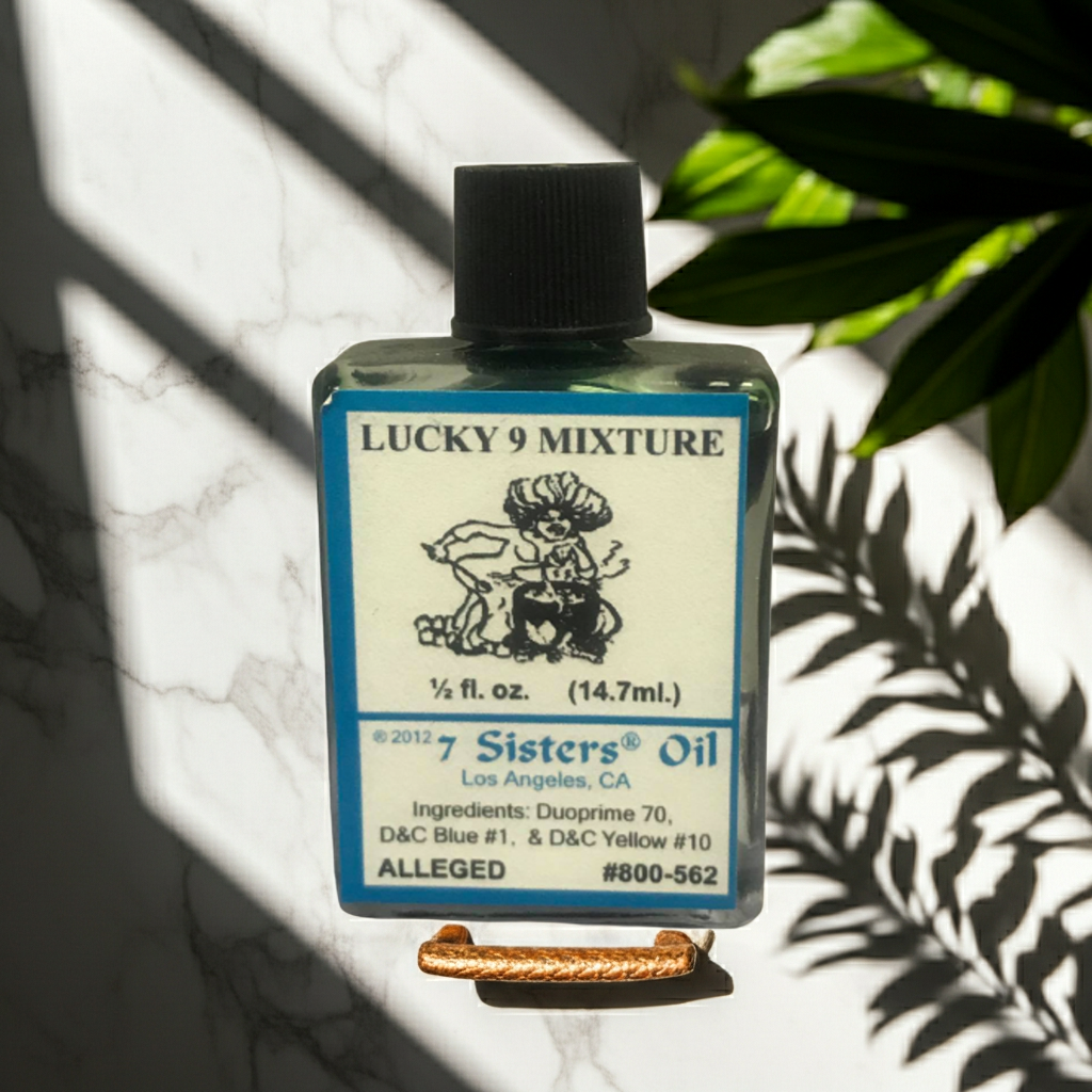 Lucky 9 Wish Oil Mixture bottle for spiritual wishing, altar work, and blessing rituals.