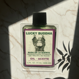 Lucky Buddha Wish Oil bottle for blessing, focused wishes, and daily spiritual work.