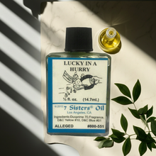 Lucky In A Hurry Wish Oil ritual oil bottle for manifesting wishes, luck drawing, and altar use.