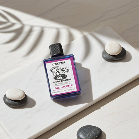 Lucky Win Wish Oil bottle for spiritual luck drawing, wish manifestation, and ritual use.