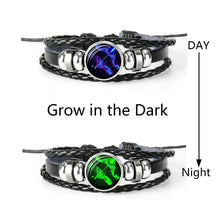 Luminous Astrology Leather Charm Bracelet with zodiac-themed charms for spiritual style expression and everyday accessory use.