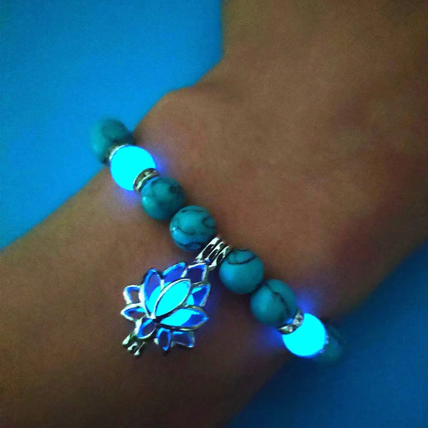 Luminous Natural Stone Lotus Bracelet unisex beaded bracelet for daily wear, meditation, and spiritual styling.