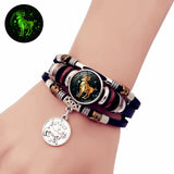 Luminous Zodiac Constellation leather bracelet for everyday fashion styling, zodiac-inspired accessorizing, and unisex casual wear.