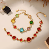 Luxury glass charm link bracelet for women with square glass pieces for formal outfits, celebrations, and statement accessorizing.