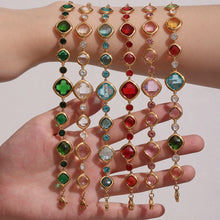 Luxury square glass charm bracelet for women with decorative glass accents for everyday wear, dressy styling, and gift giving.