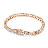 Luxury style moissanite tennis bracelet in 925 silver plated design for upscale fashion wear, weddings, and evening accessorizing.