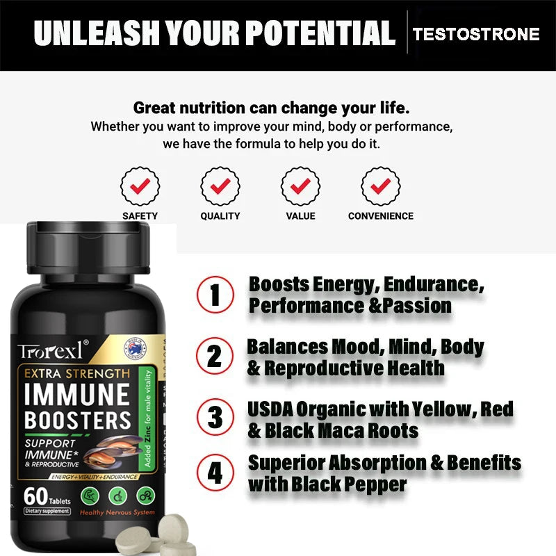 Maca Ginseng Testosterone Booster bottle for routine herbal wellness, men’s vitality support, and everyday supplement care.