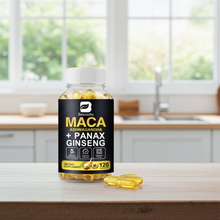 Beworths Maca Root & Ashwagandha supplement capsules bottle for energy, mood support, and daily herbal use.