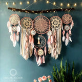 Piece Boho Macramé Dream Catcher Set woven wall hanging set for boho wall decor, room enhancement, and decorative interior use.
